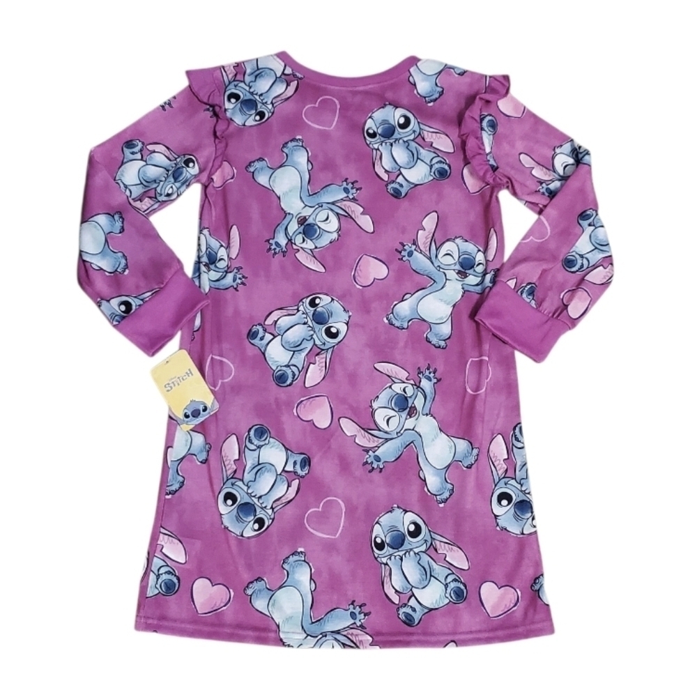 NWT Disney Kids Girl's Long Sleeved Stitch Nightgown Pajamas M 7/8 - Picture 2 of 6